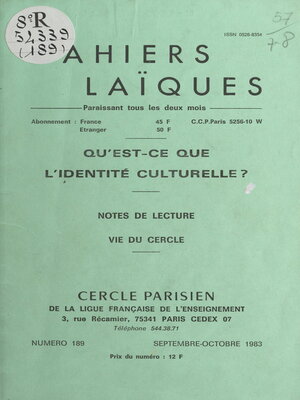 cover image of Qu'est-ce que l'identité culturelle ?
